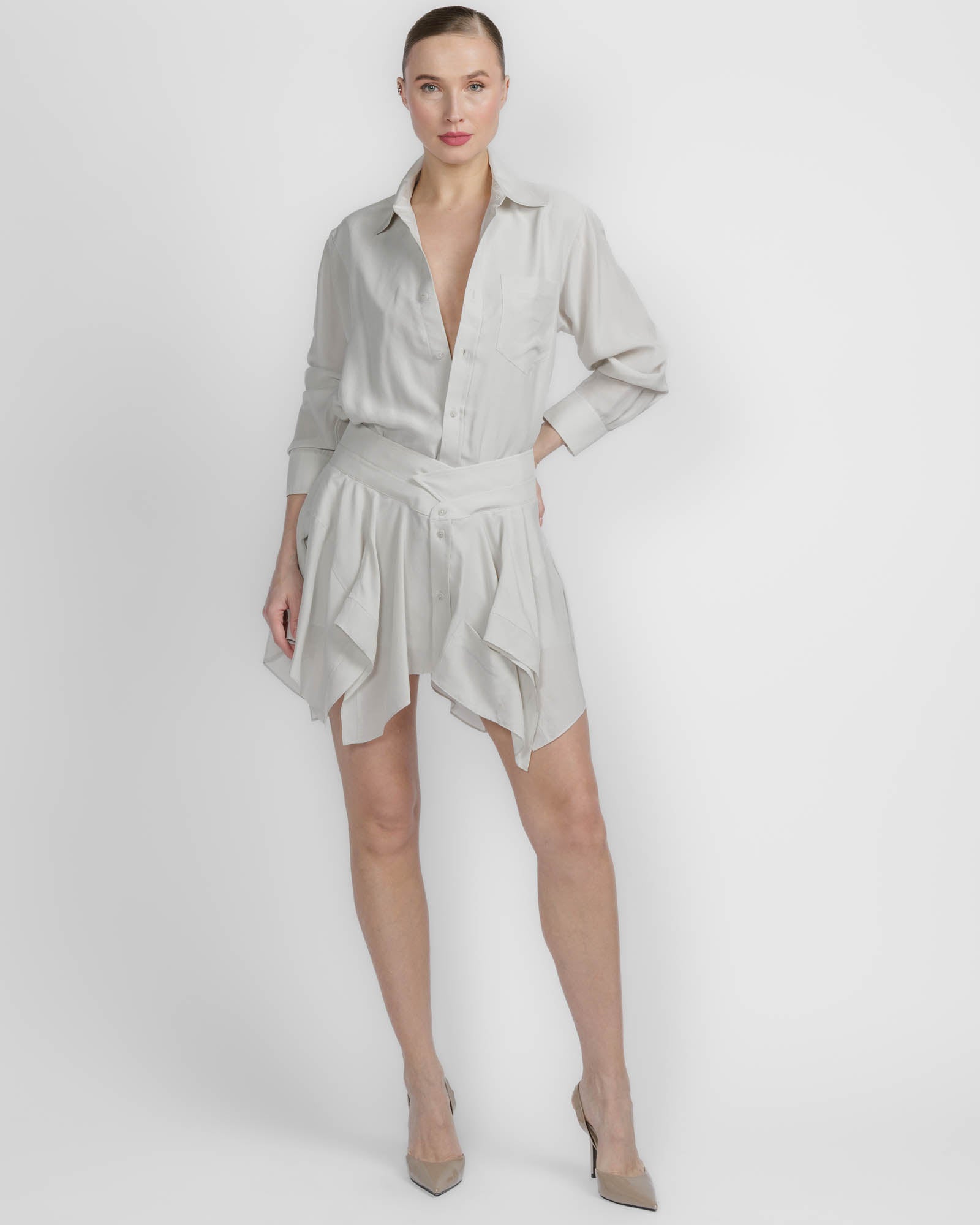 Cut Off Double Shirt Dress