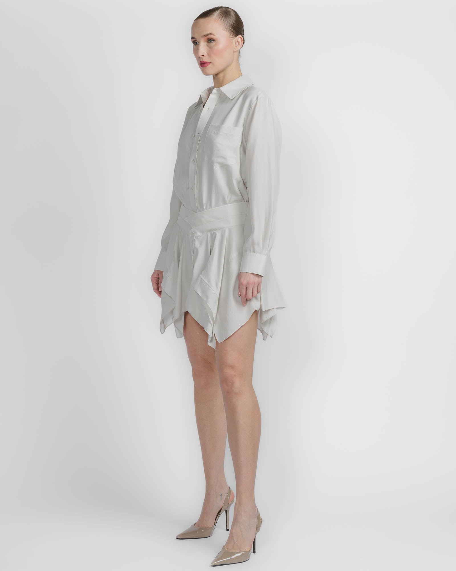Cut Off Double Shirt Dress