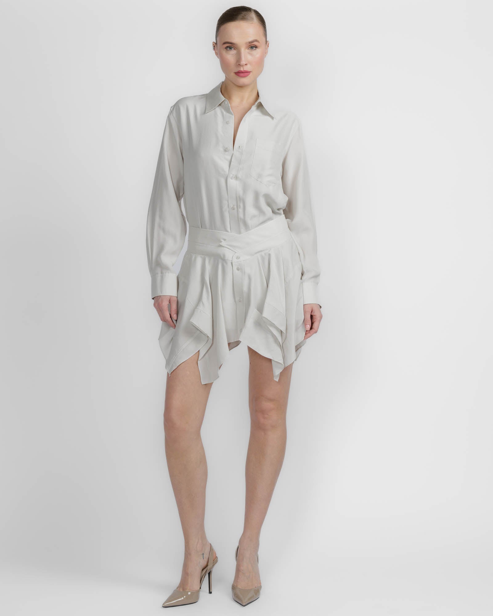 Cut Off Double Shirt Dress