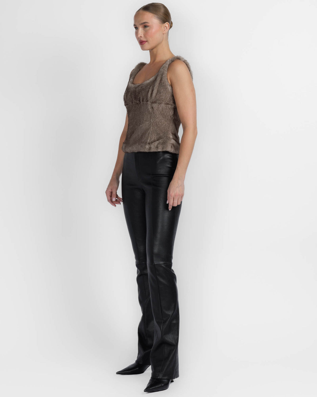 Faux Fur Fitted Tank Top
