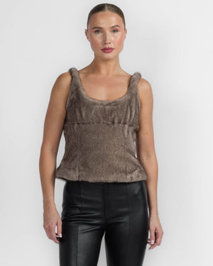 Faux Fur Fitted Tank Top