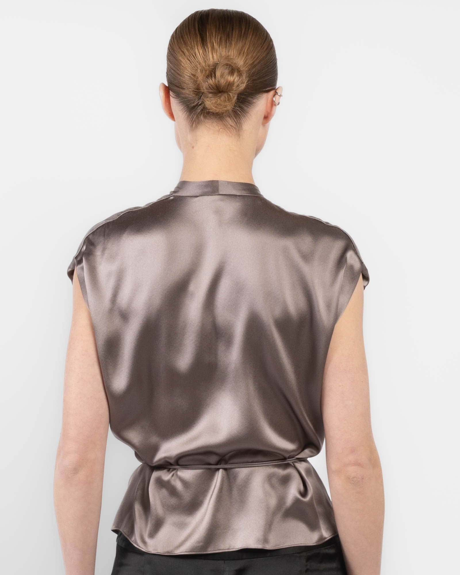 Chemisier cache-cœur à manches drapées