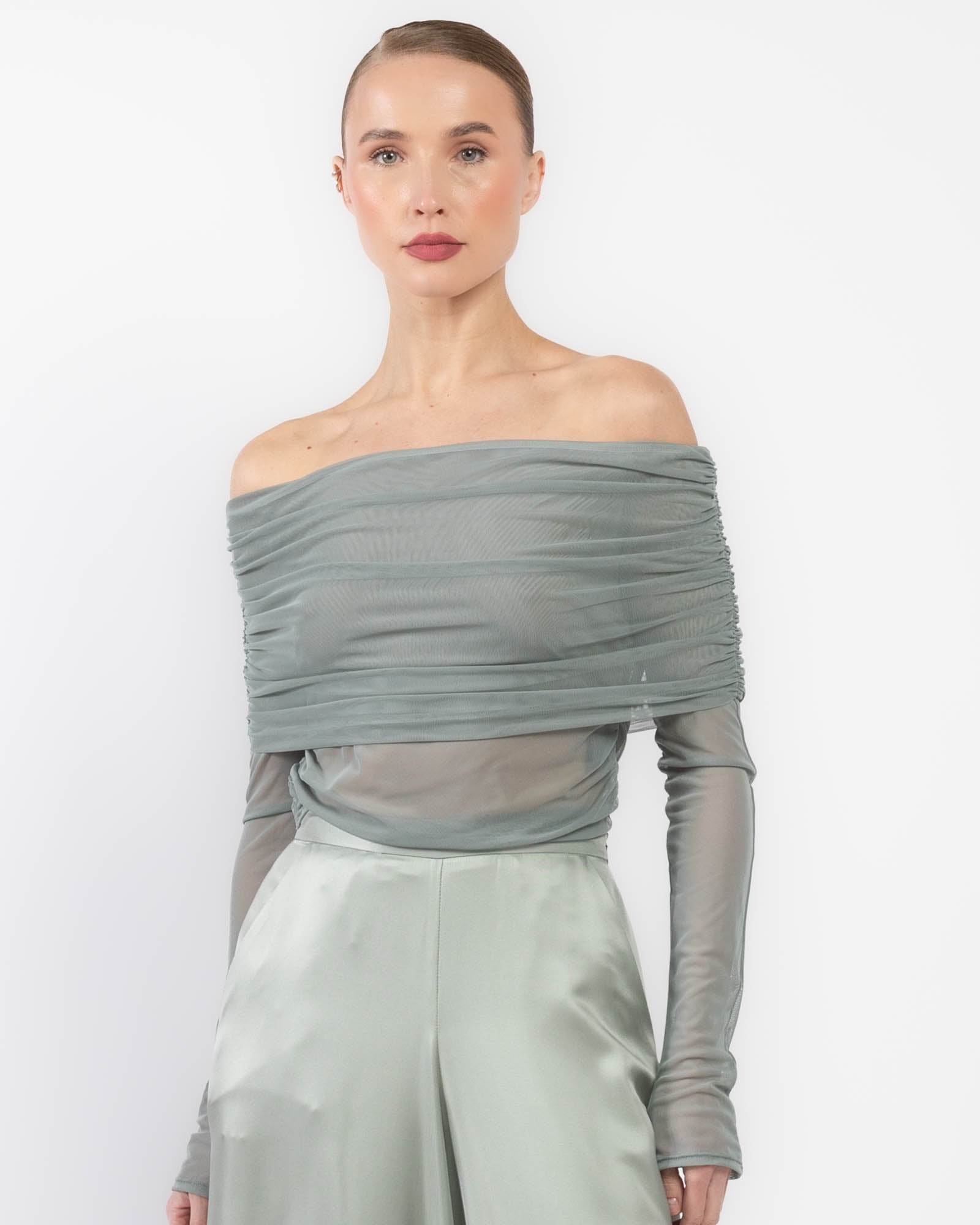 Mesh Off-Shoulder Top
