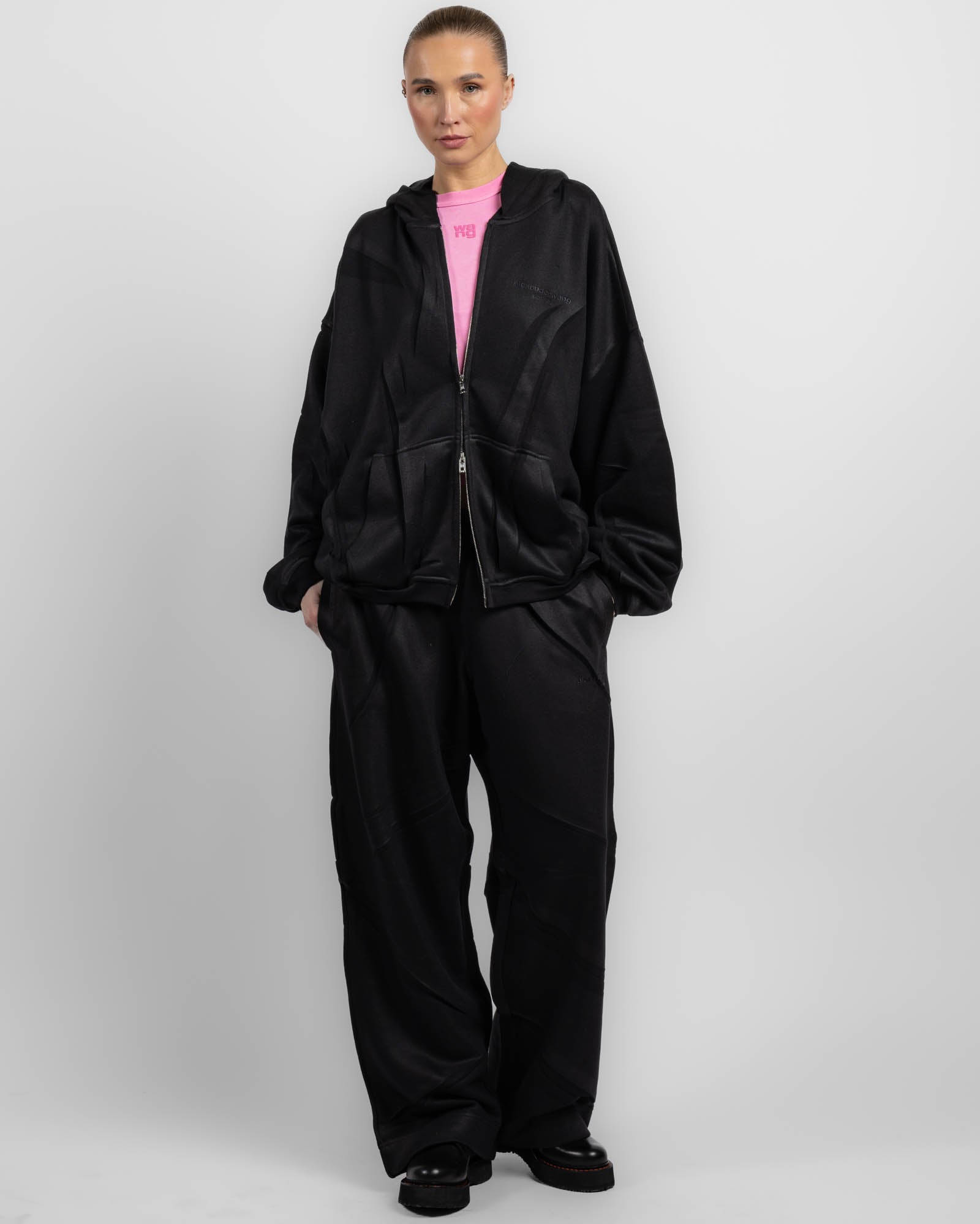 Sweat à capuche zippé froissé