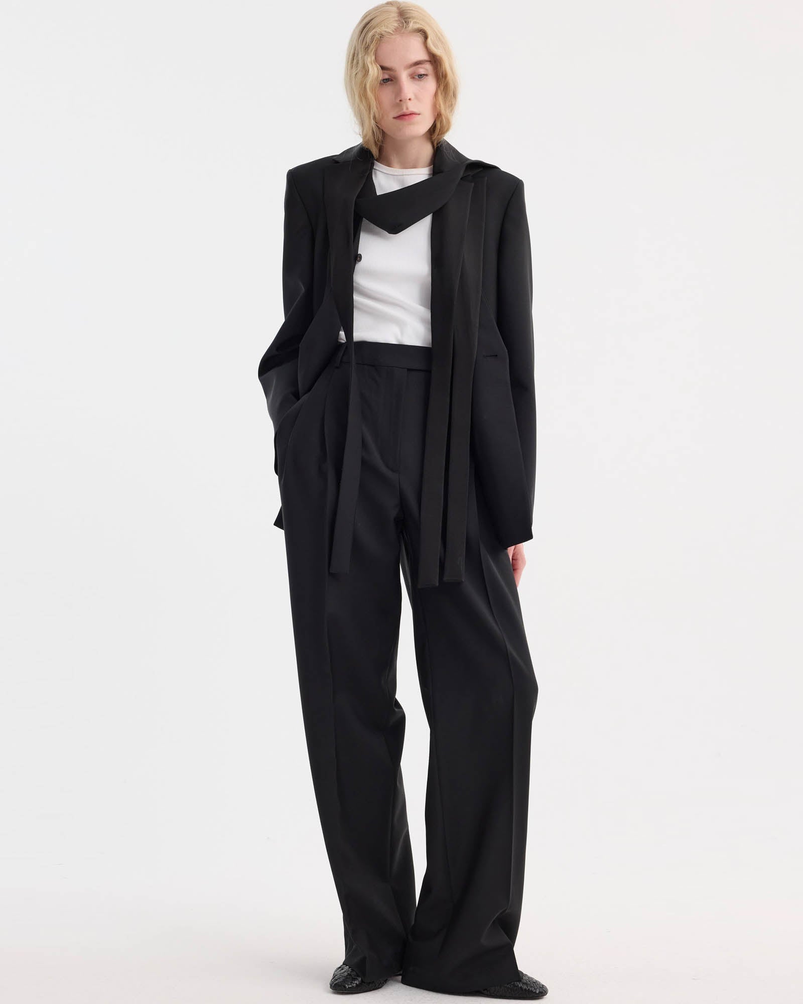 Deconstructed Satin Lapel Suit