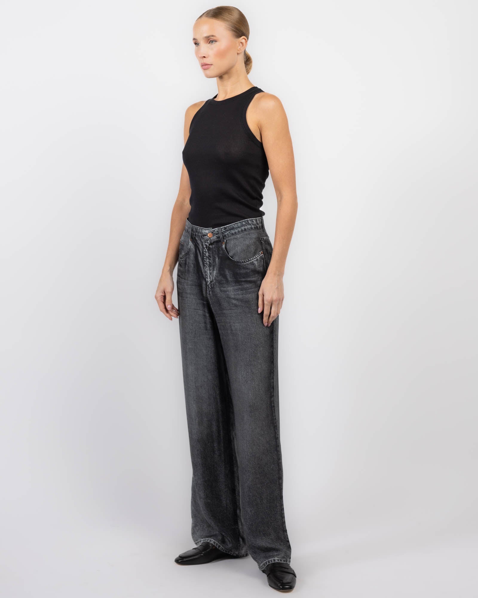 Denim Printed Pants