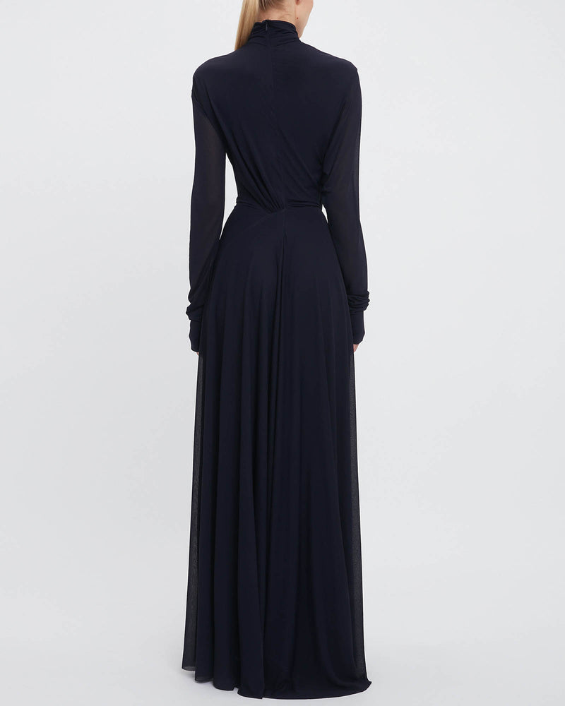 Long Sleeve Drape Gown