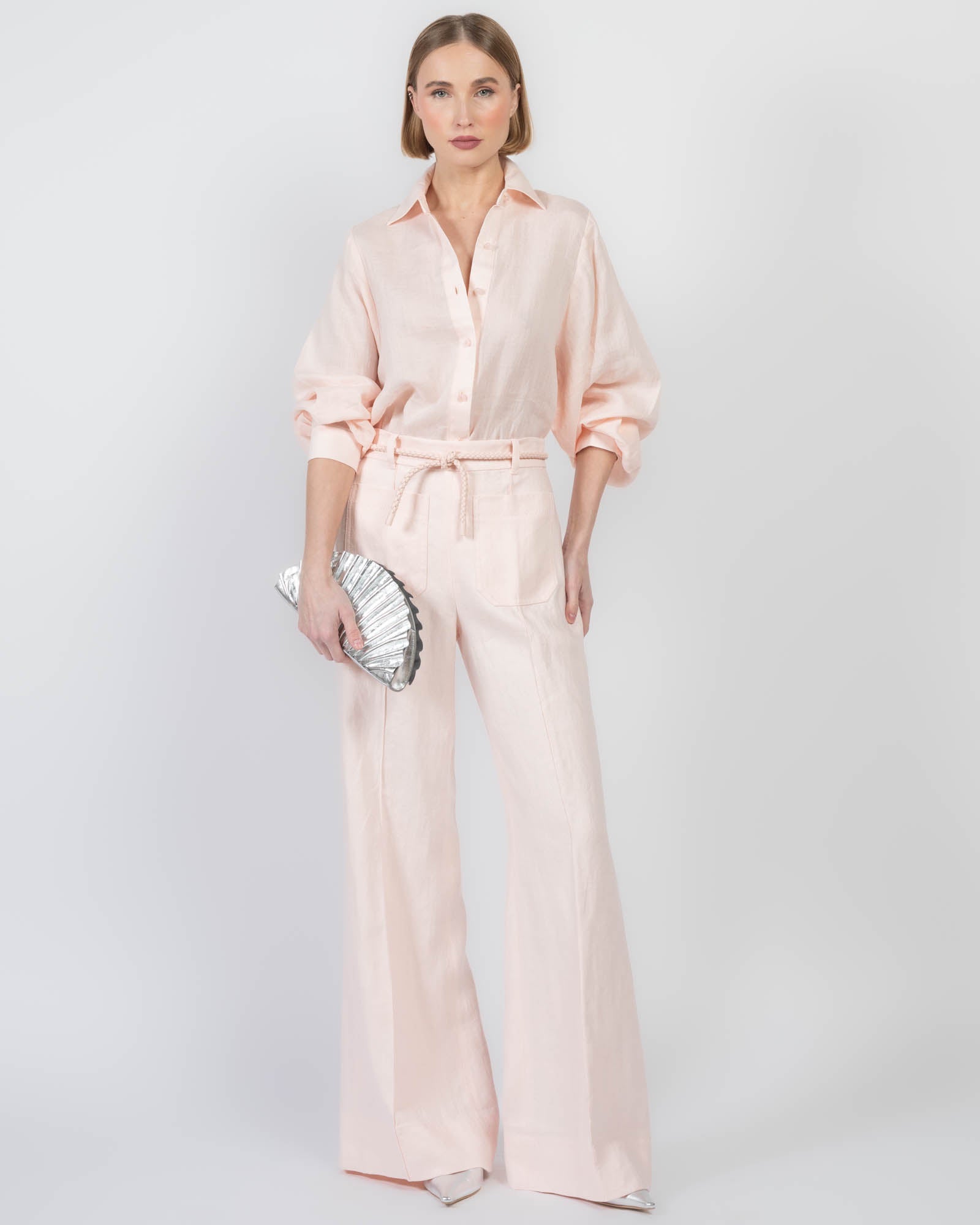 Pantalon évasé en lin