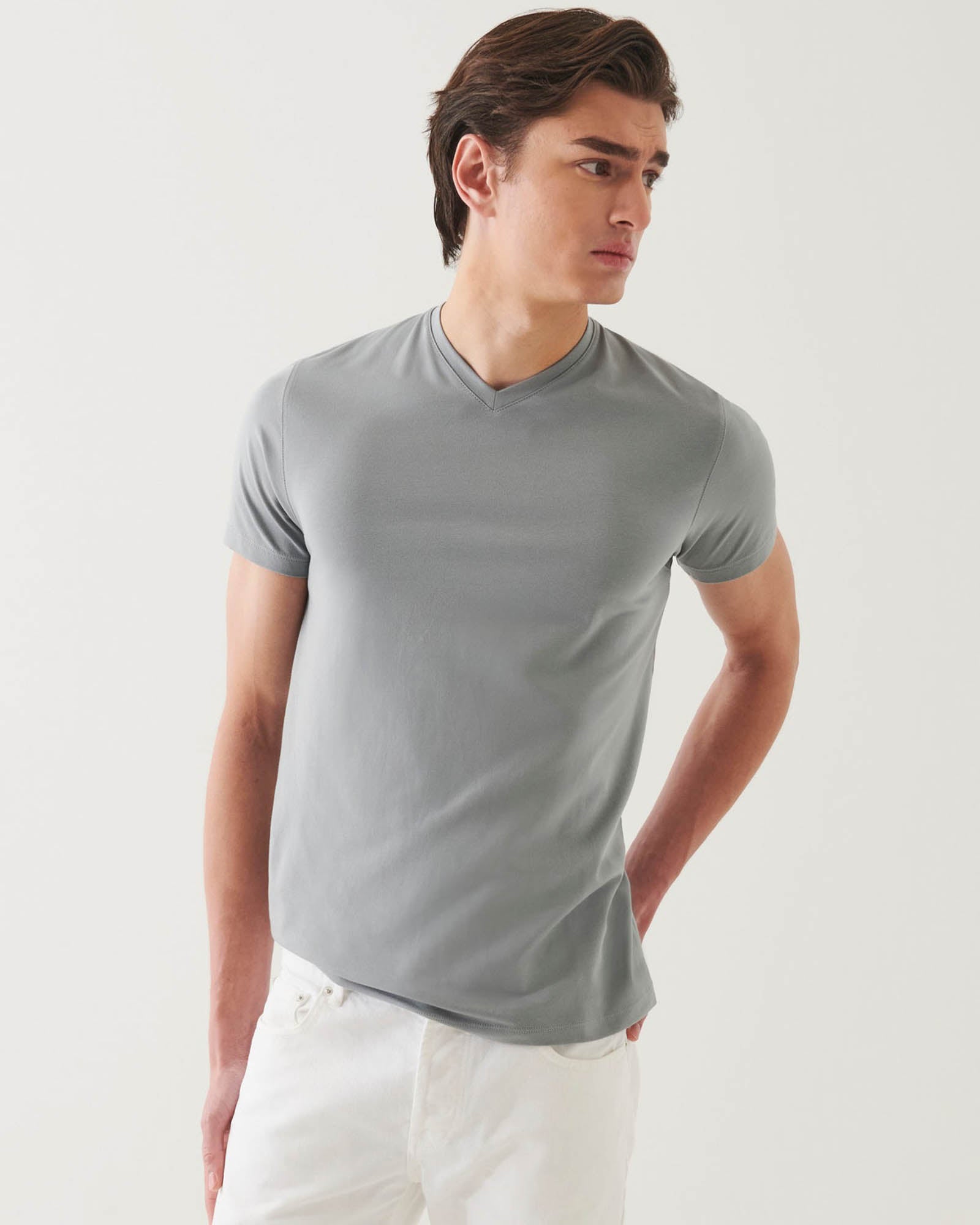 Short Sleeve V-Neck Stretch Tee