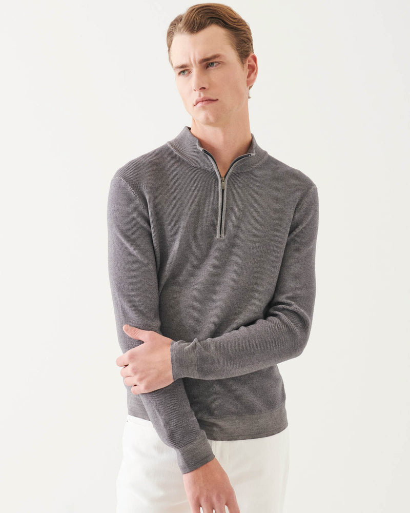 Textured Knit 1/4 Zp Sweater