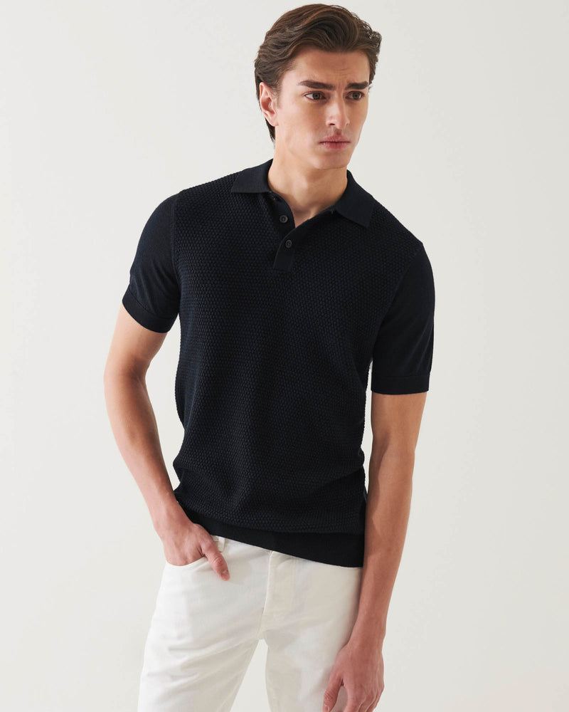 Short Sleeve Bubble Stitch Polo