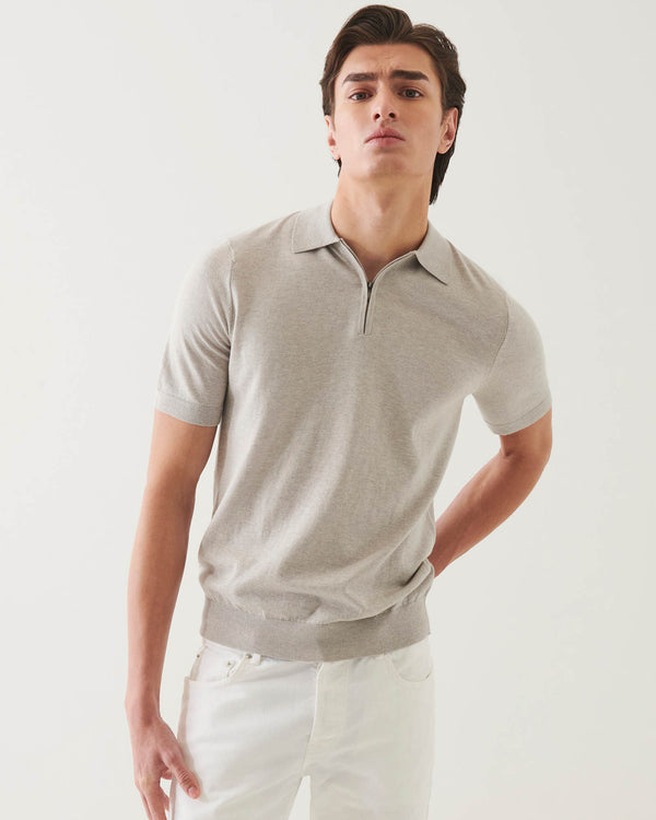 Short Sleeve Zip Polo Sweater