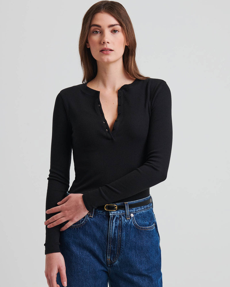 Long Sleeve Rib Henley