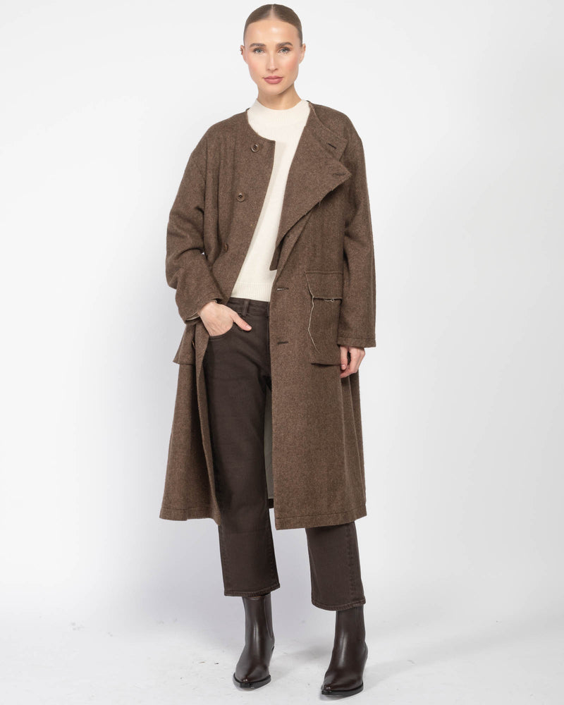 O-Collarless Wind Breaker Coat