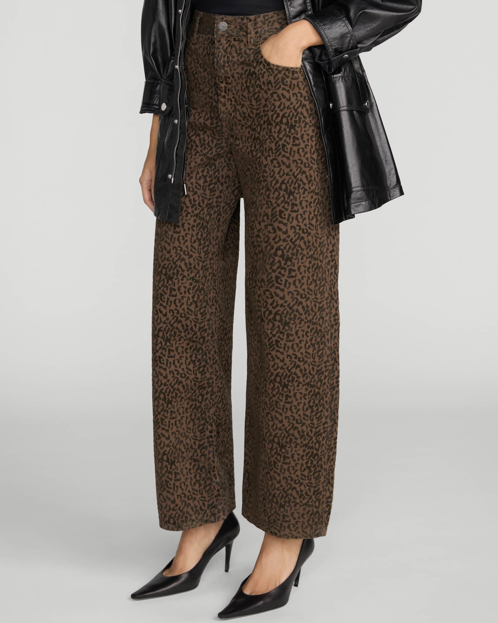 Bow Crop Flocked Jeans
