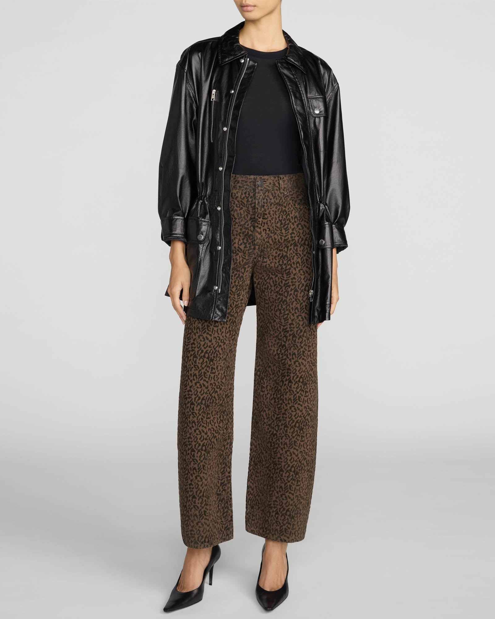 Bow Crop Flocked Jeans