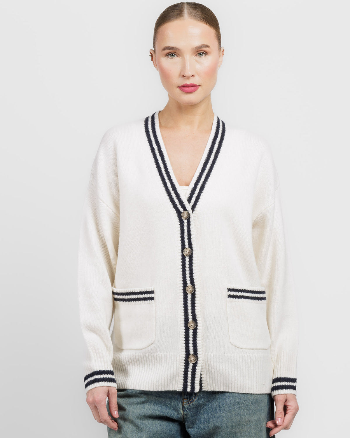 WHITE & WARREN Varsity Cardigan