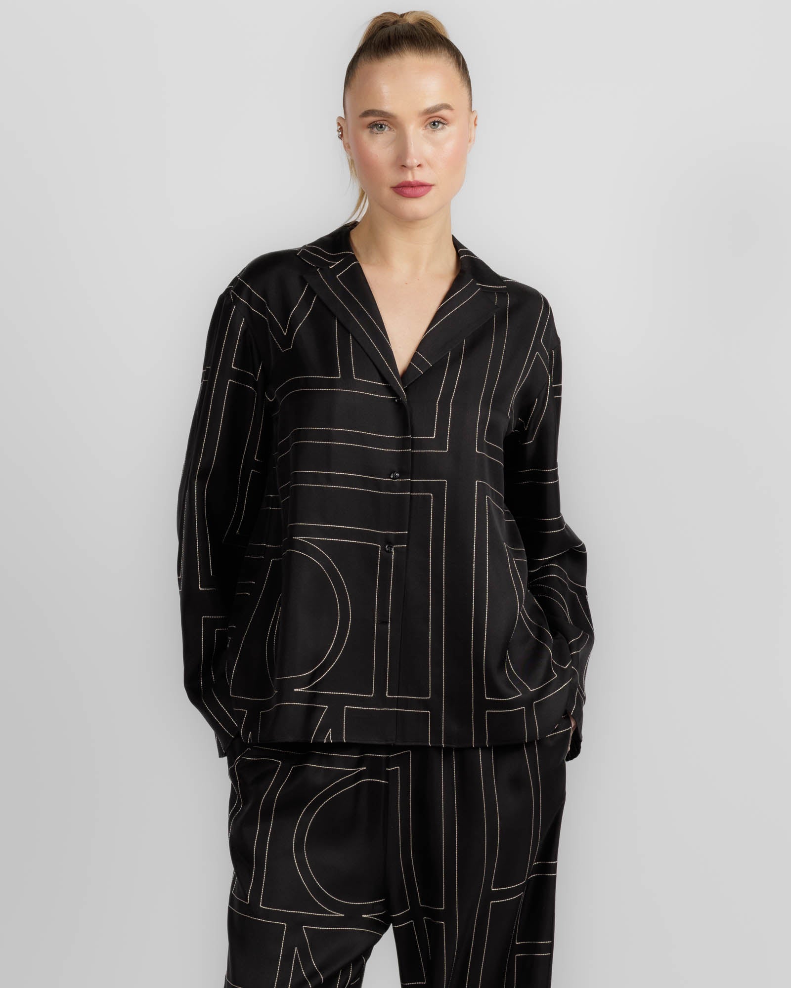 Monogram Silk PJ Top