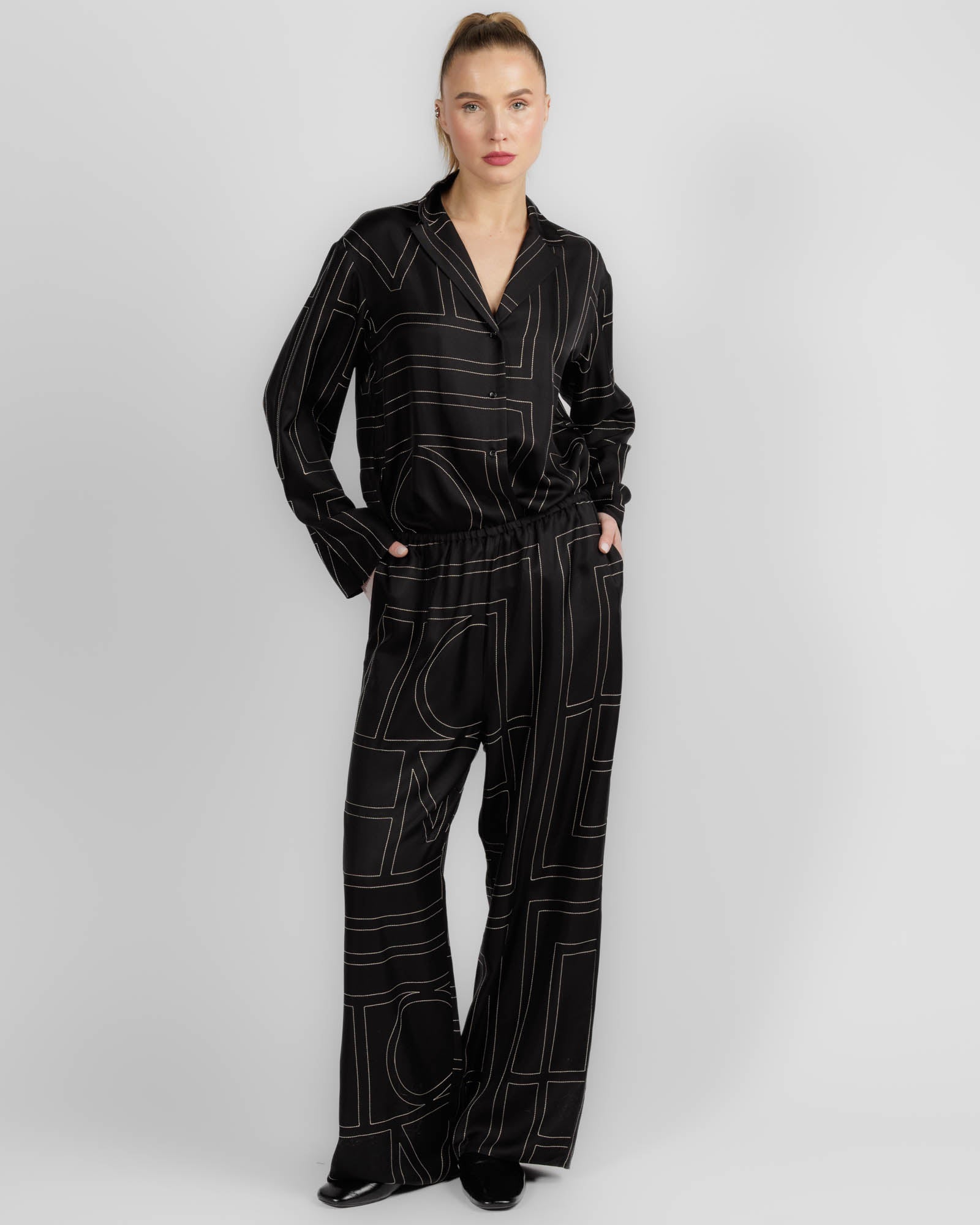 Monogram Silk PJ Top