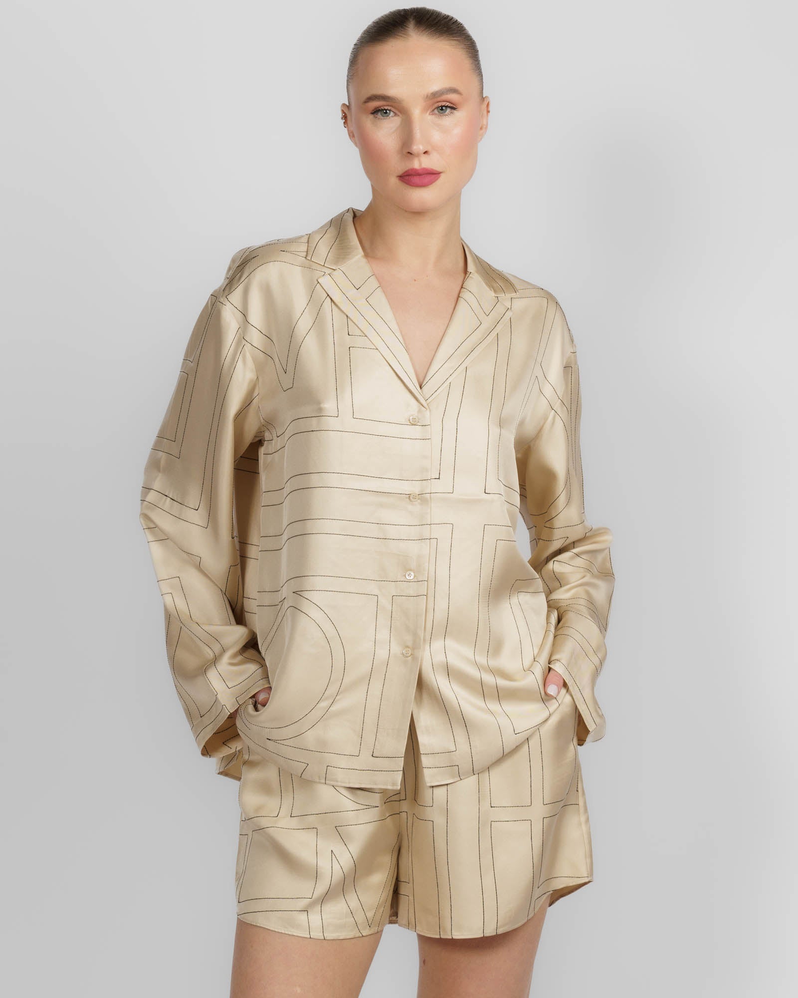 Monogram Silk PJ Top