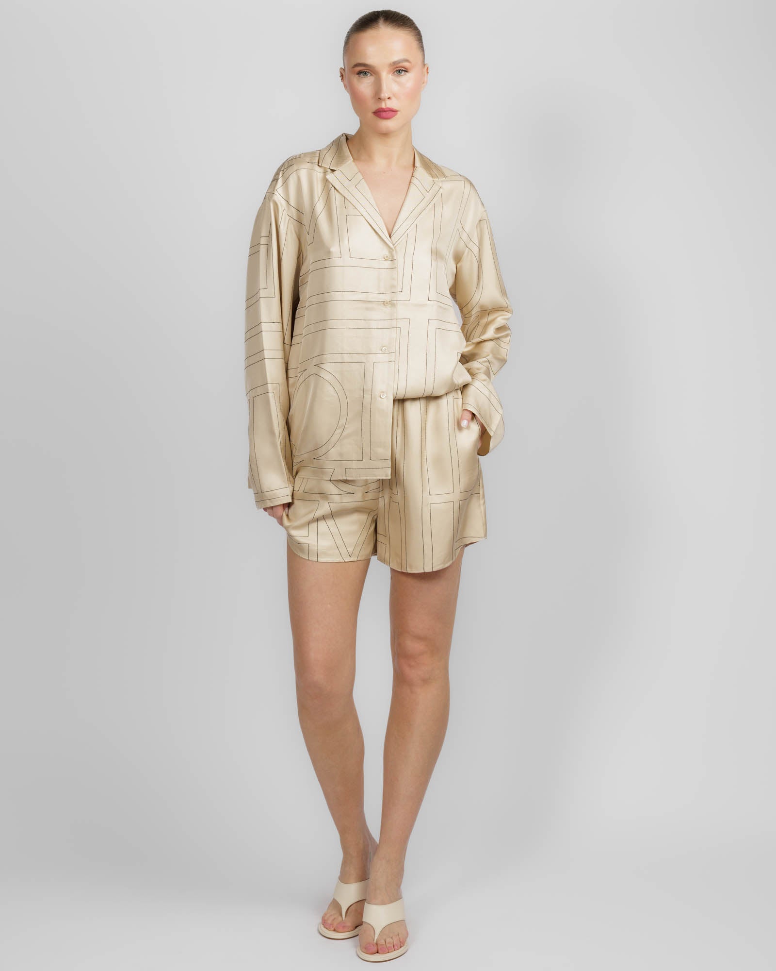 Monogram Silk PJ Top