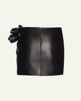 Draped Leather Mini Skirt