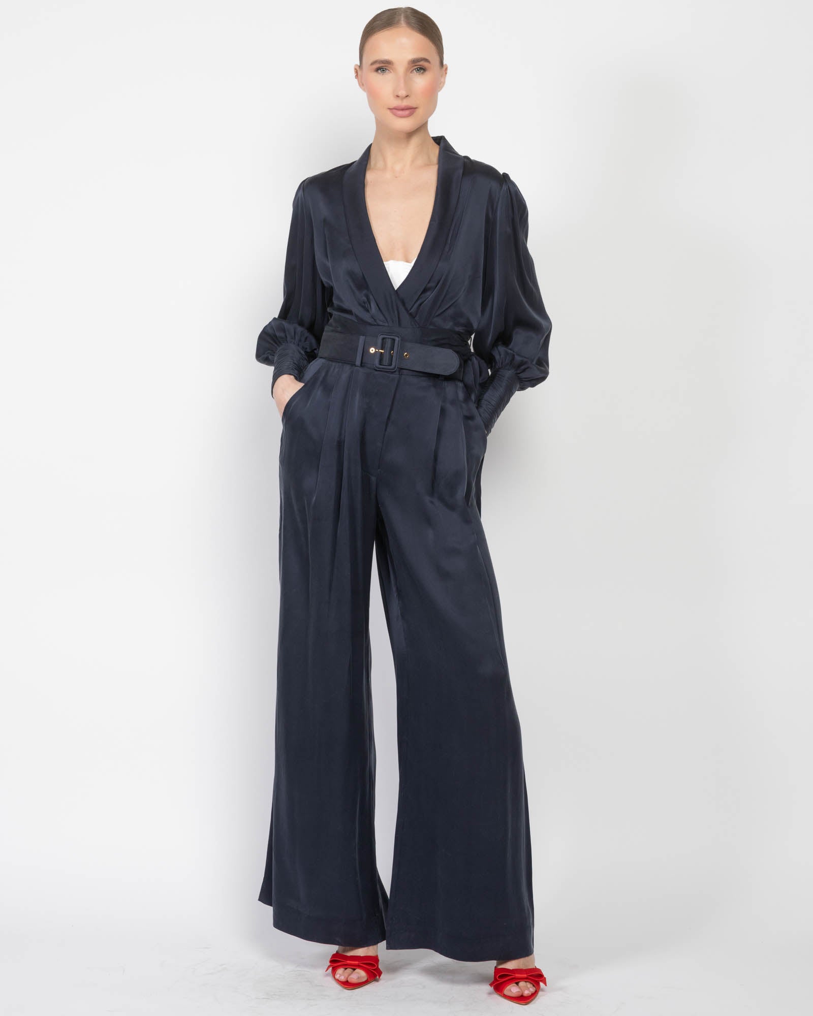 Silk Tuck Pants