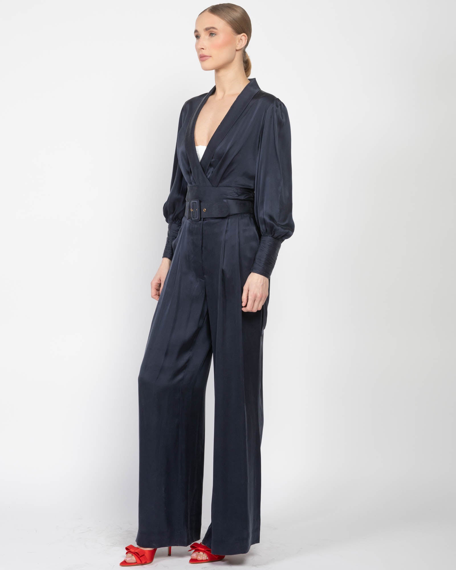 Silk Tuck Pants