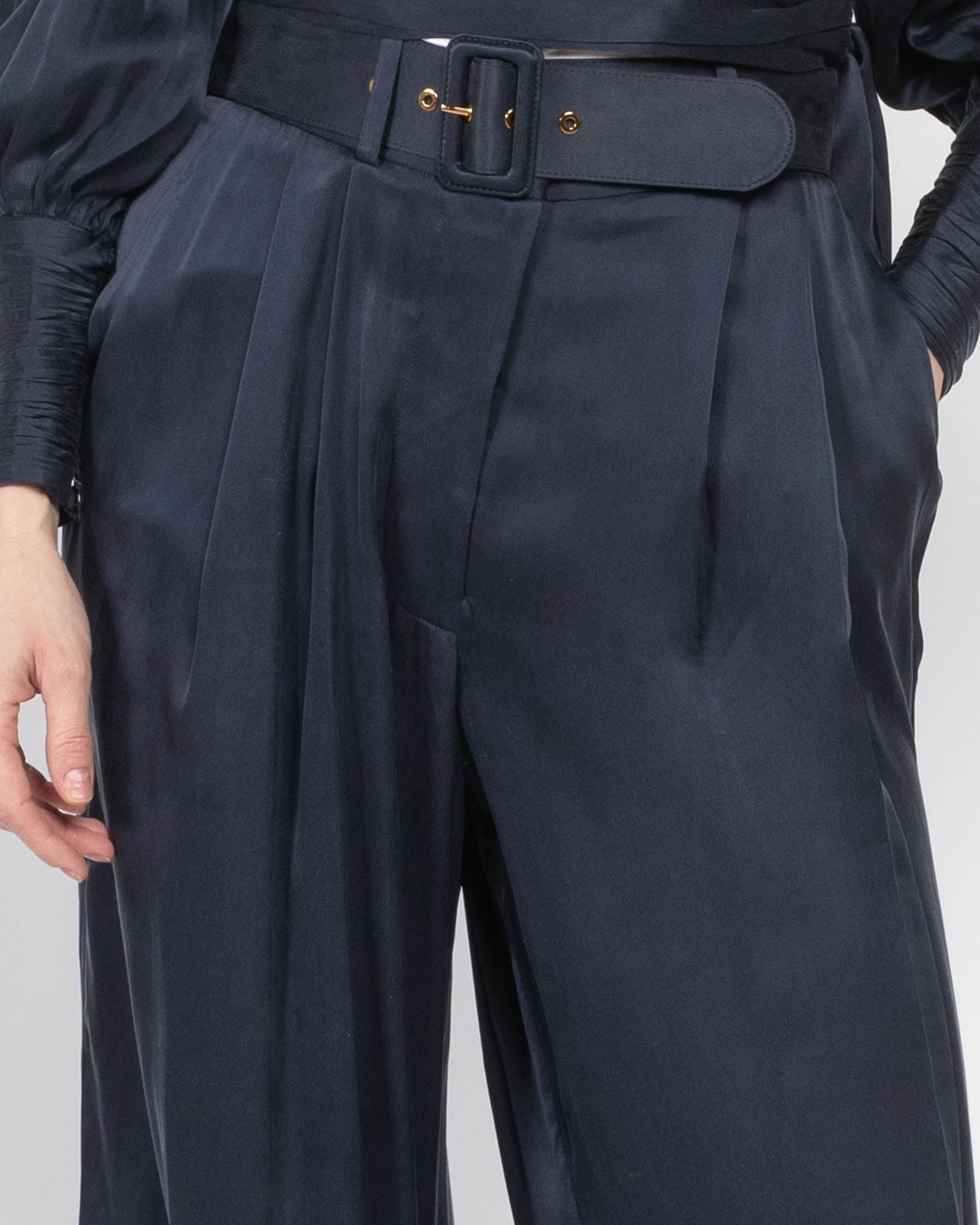 Silk Tuck Pants
