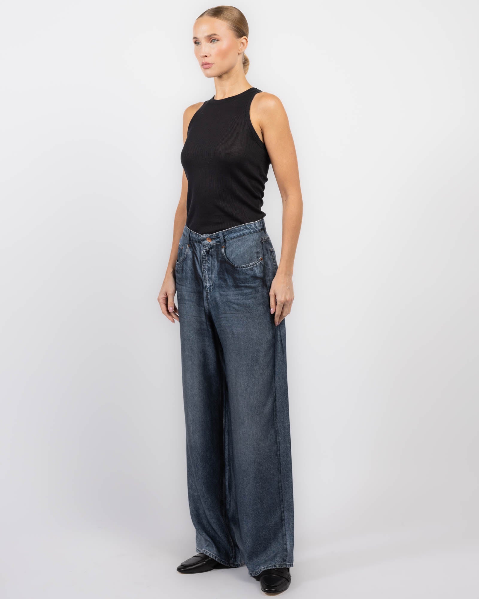 Denim Printed Pants