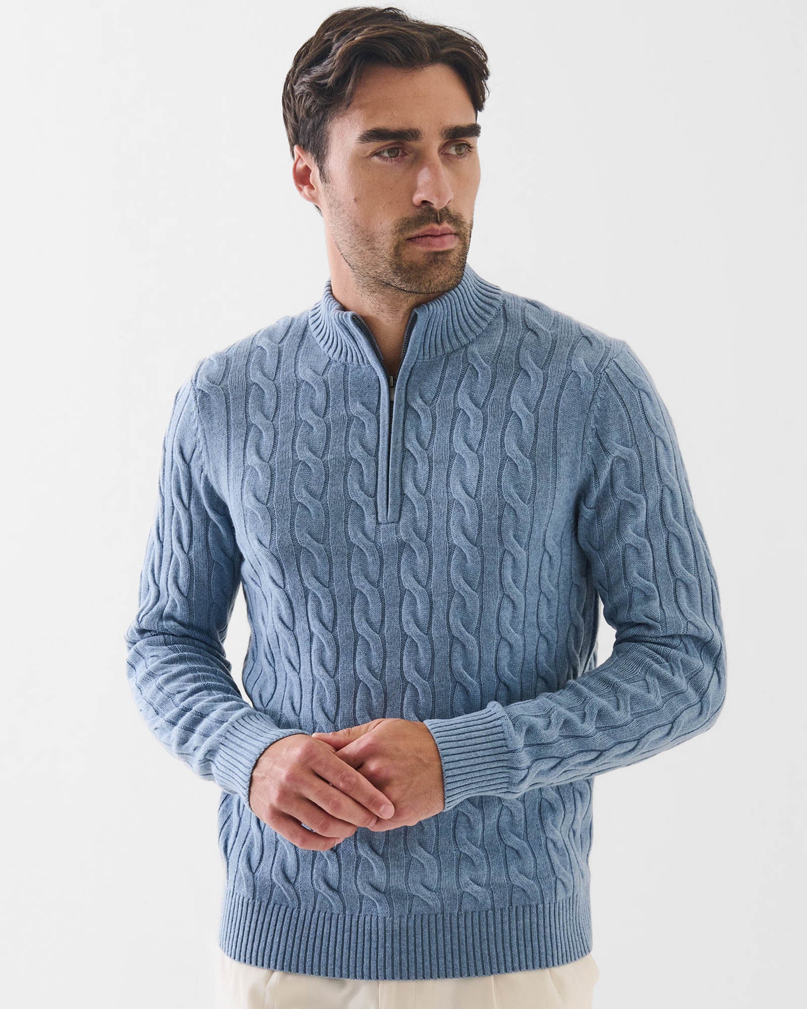 Textured Quarter Zip Mock Neck