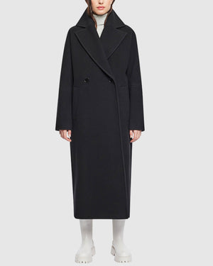 Black Wool Cashmere Blend Long Coat