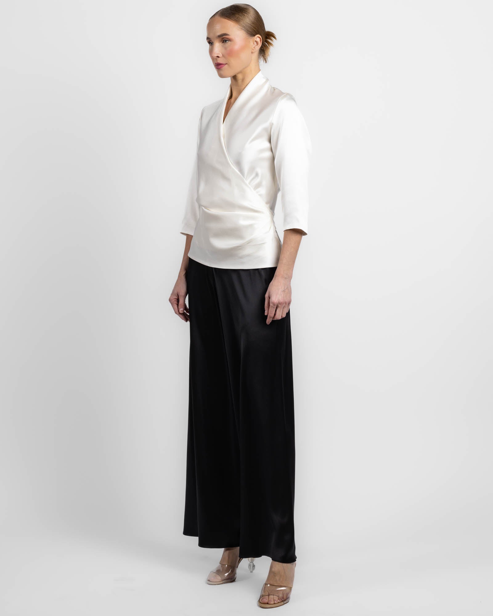Three-Quarter Sleeve Wrap Top