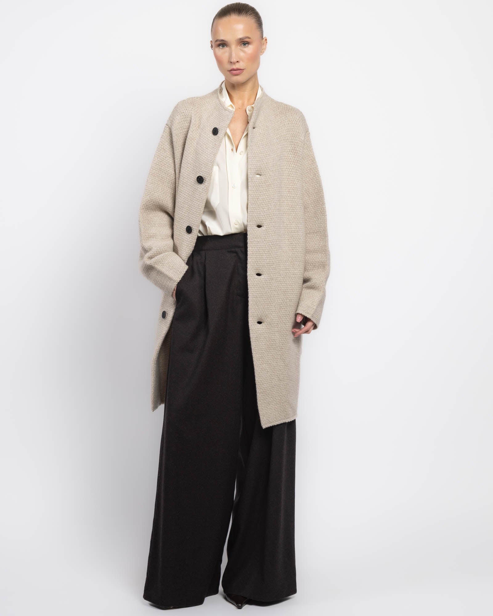 Knit Long Wrap Coat