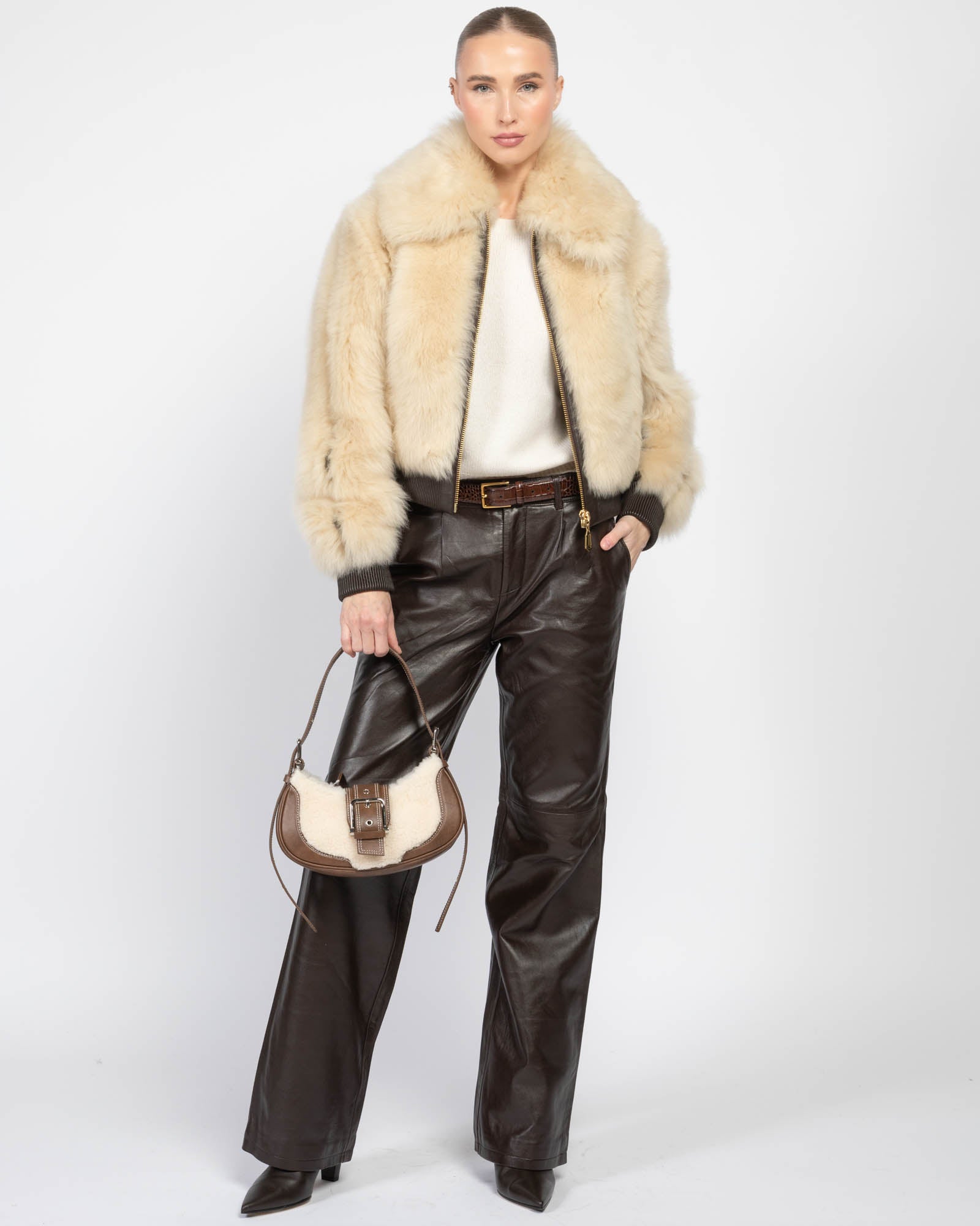 ジャケット・アウター BELPER 21AW ATTACHED FUR SLEEVES ZIMMERMANN Illustration Shearling Jacket