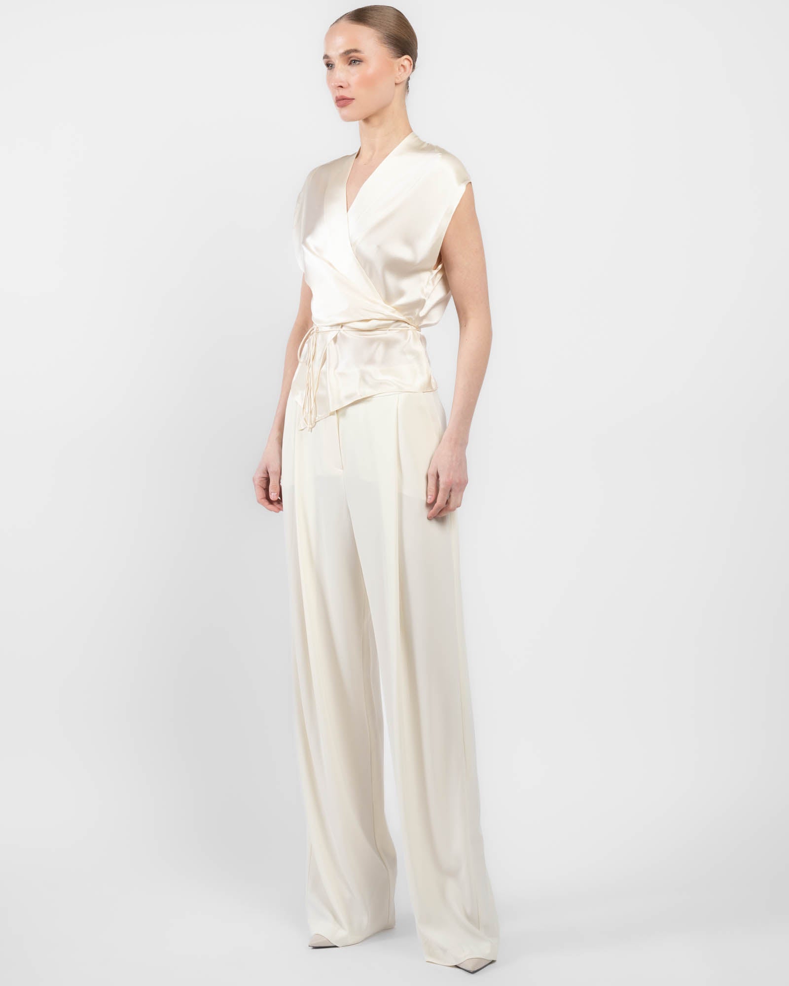 Drape Sleeve Wrap Blouse