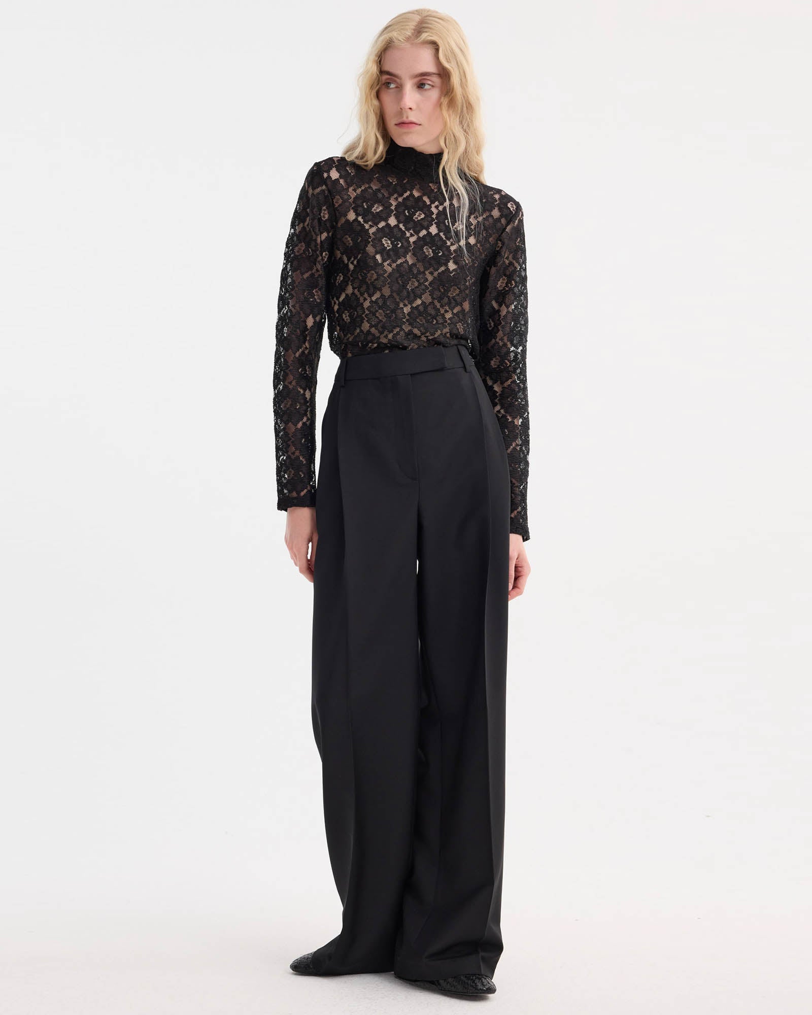 Lace Turtleneck Top
