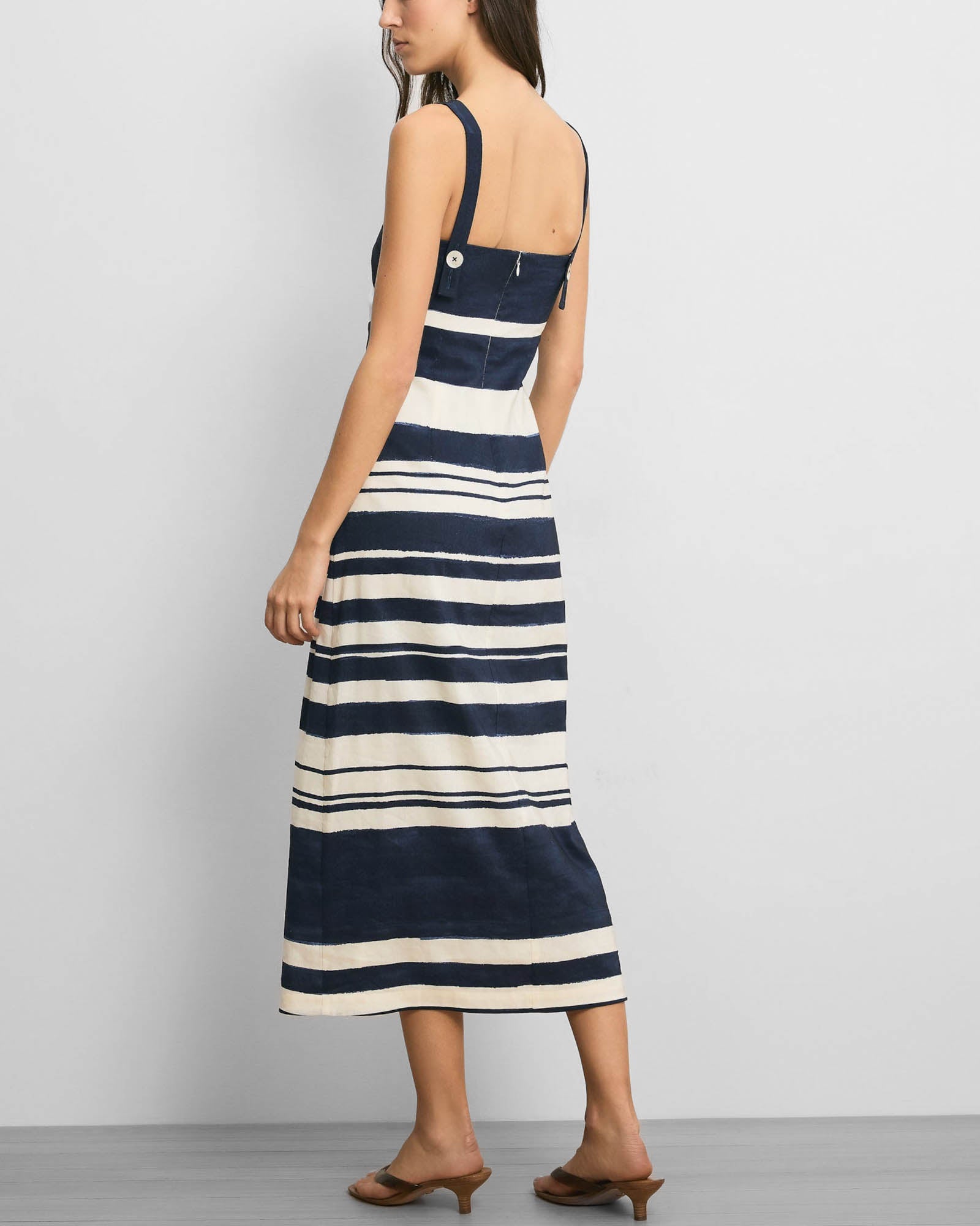 Ella Striped Linen Midi Dress
