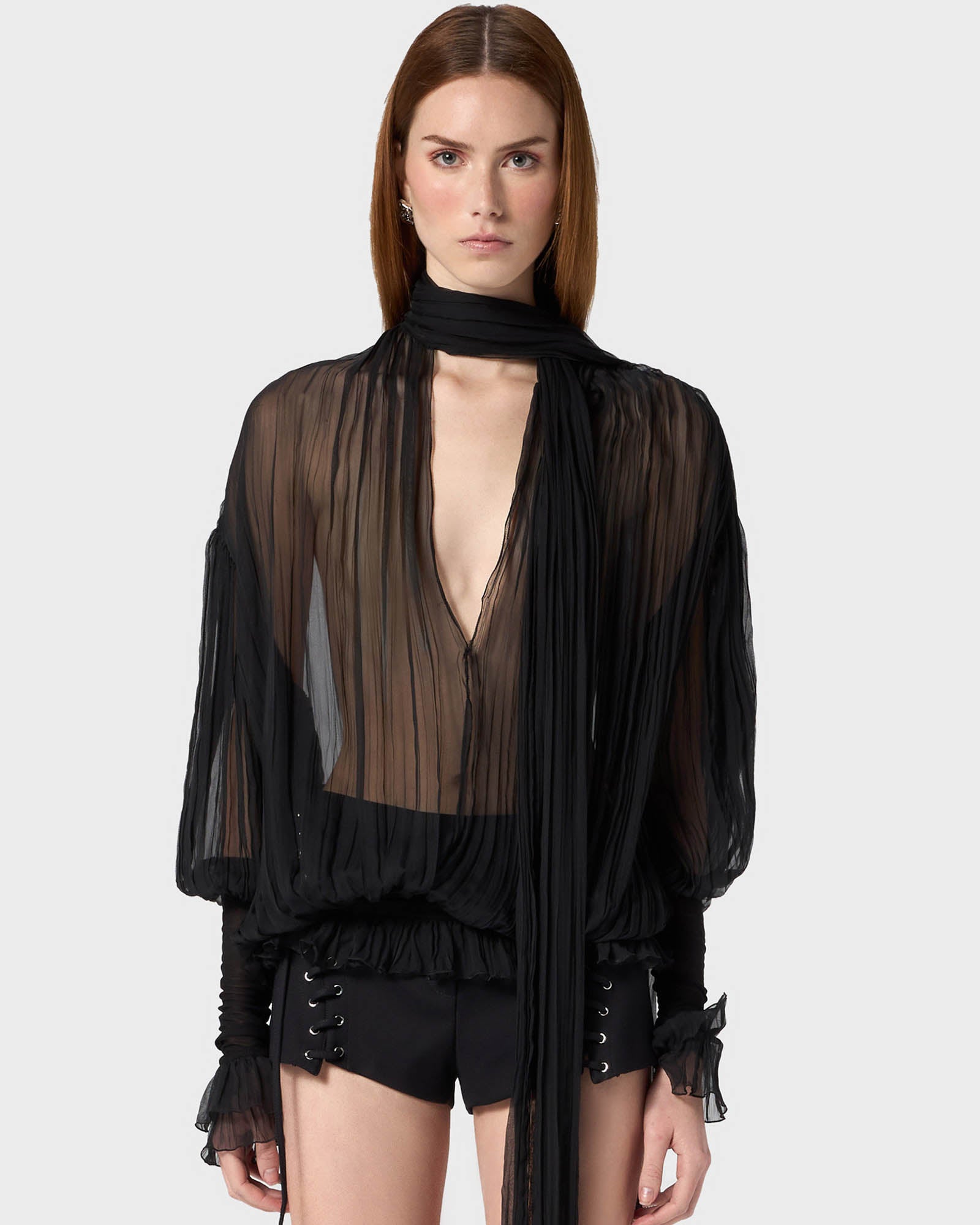 Chiffon Plisse Blouse