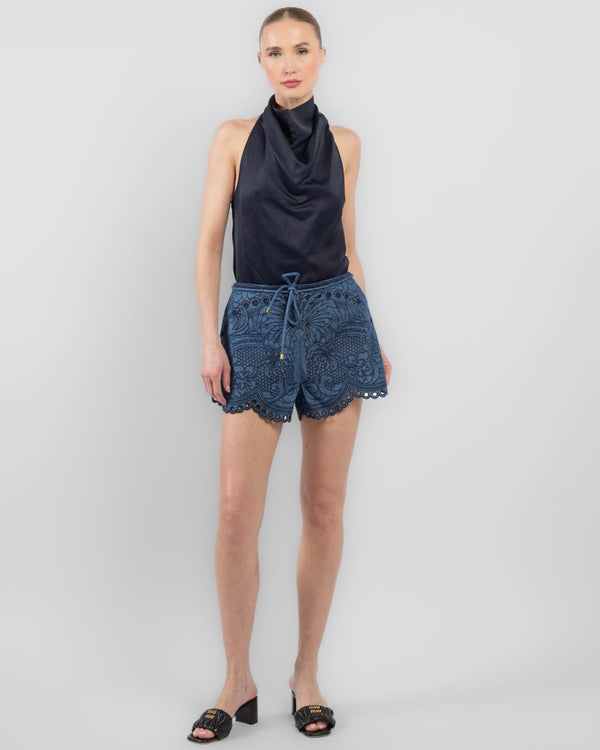 Coco Embroidered Denim Shorts