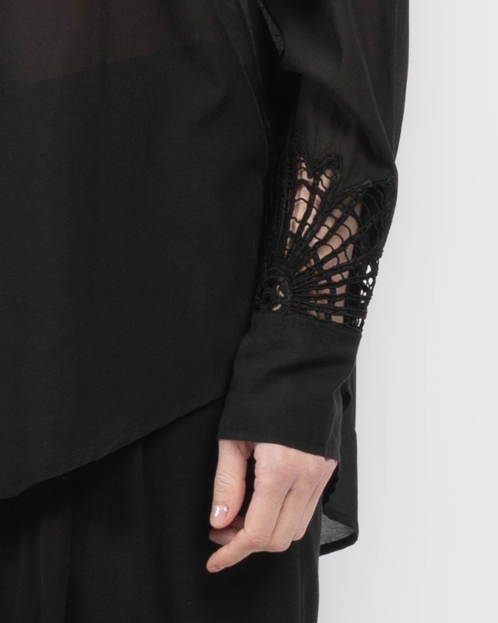 Floral Embroidery Voile Shirt