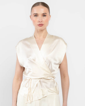 Drape Sleeve Wrap Blouse