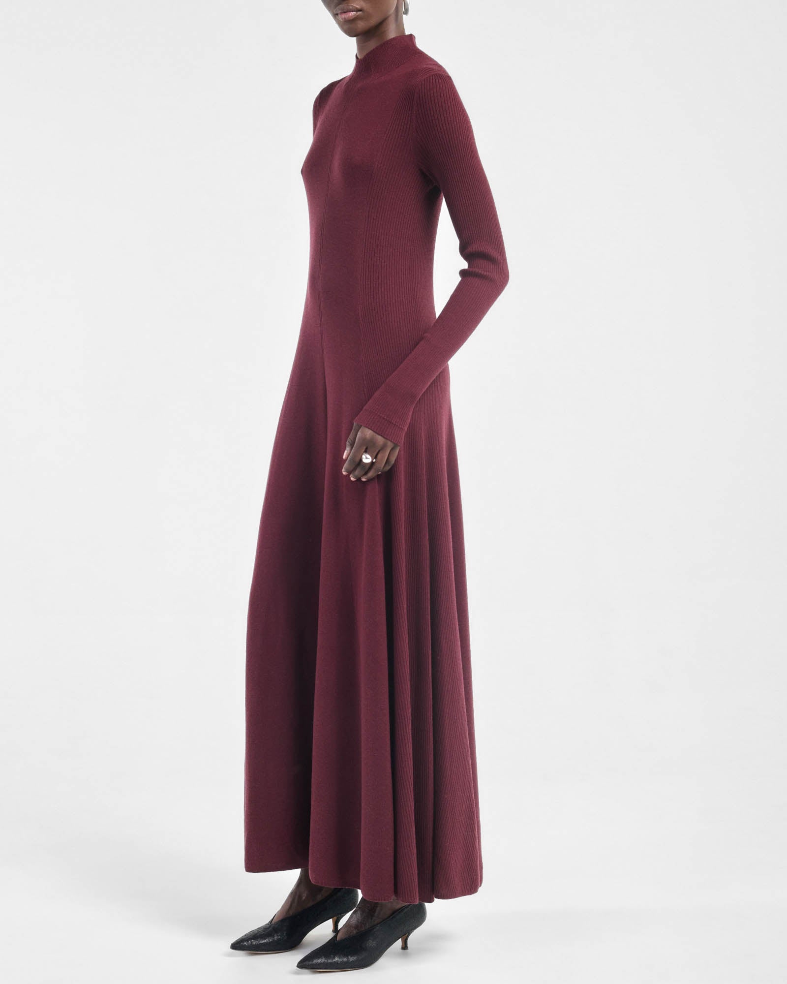 Robe à godets côtelés