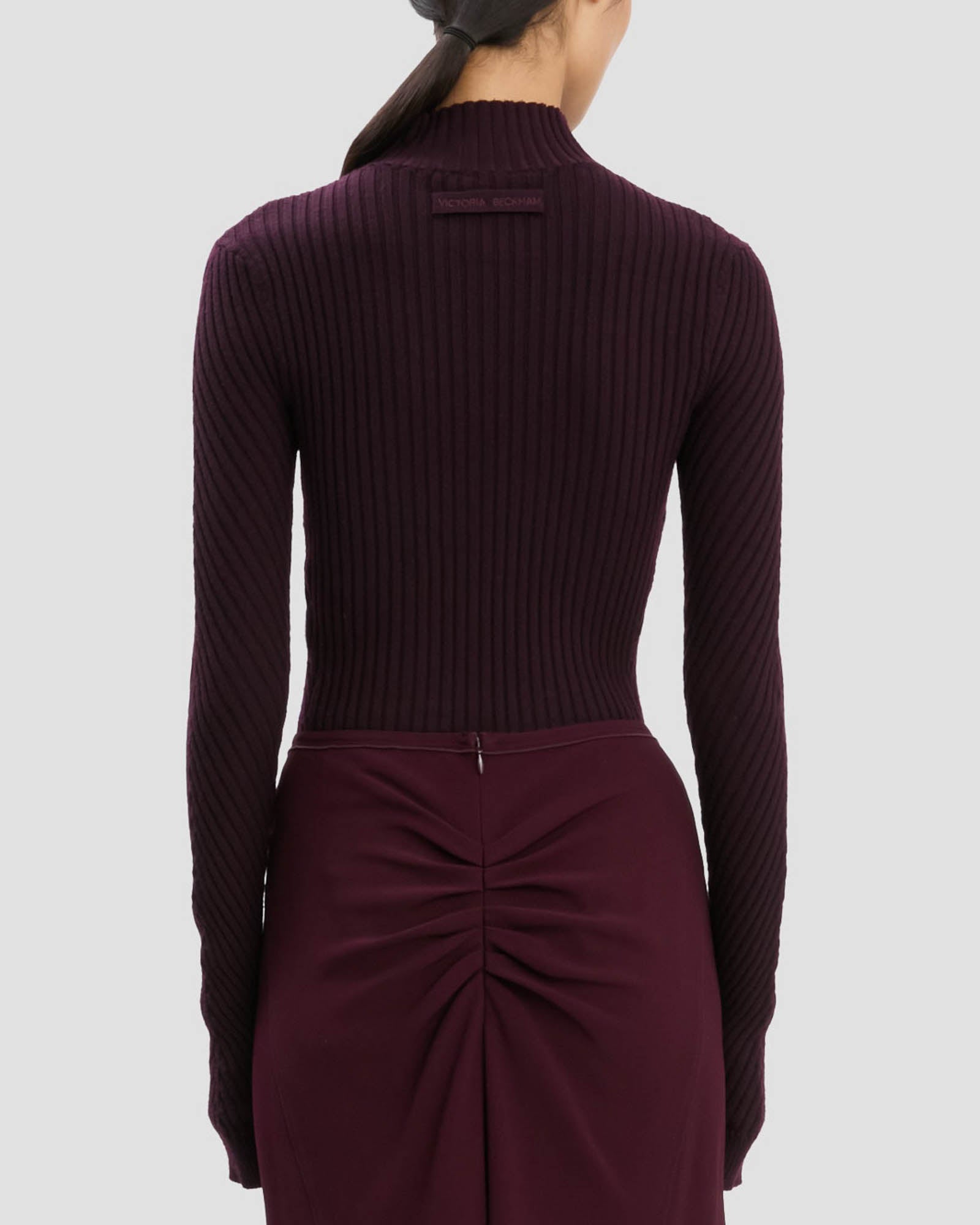 Ribbed Long Sleeve Polo Top
