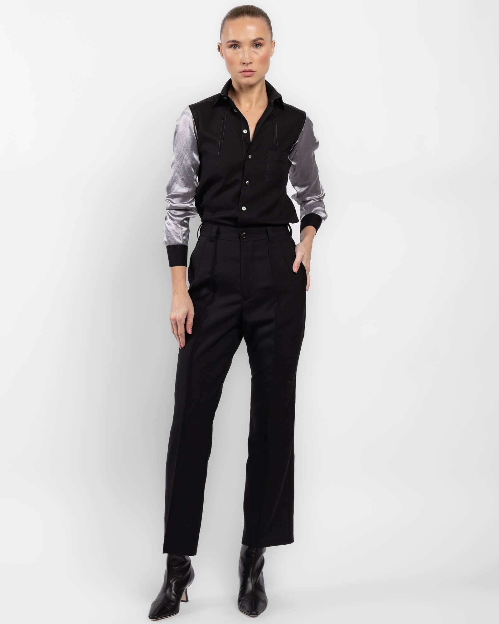 Chemise à manches platine