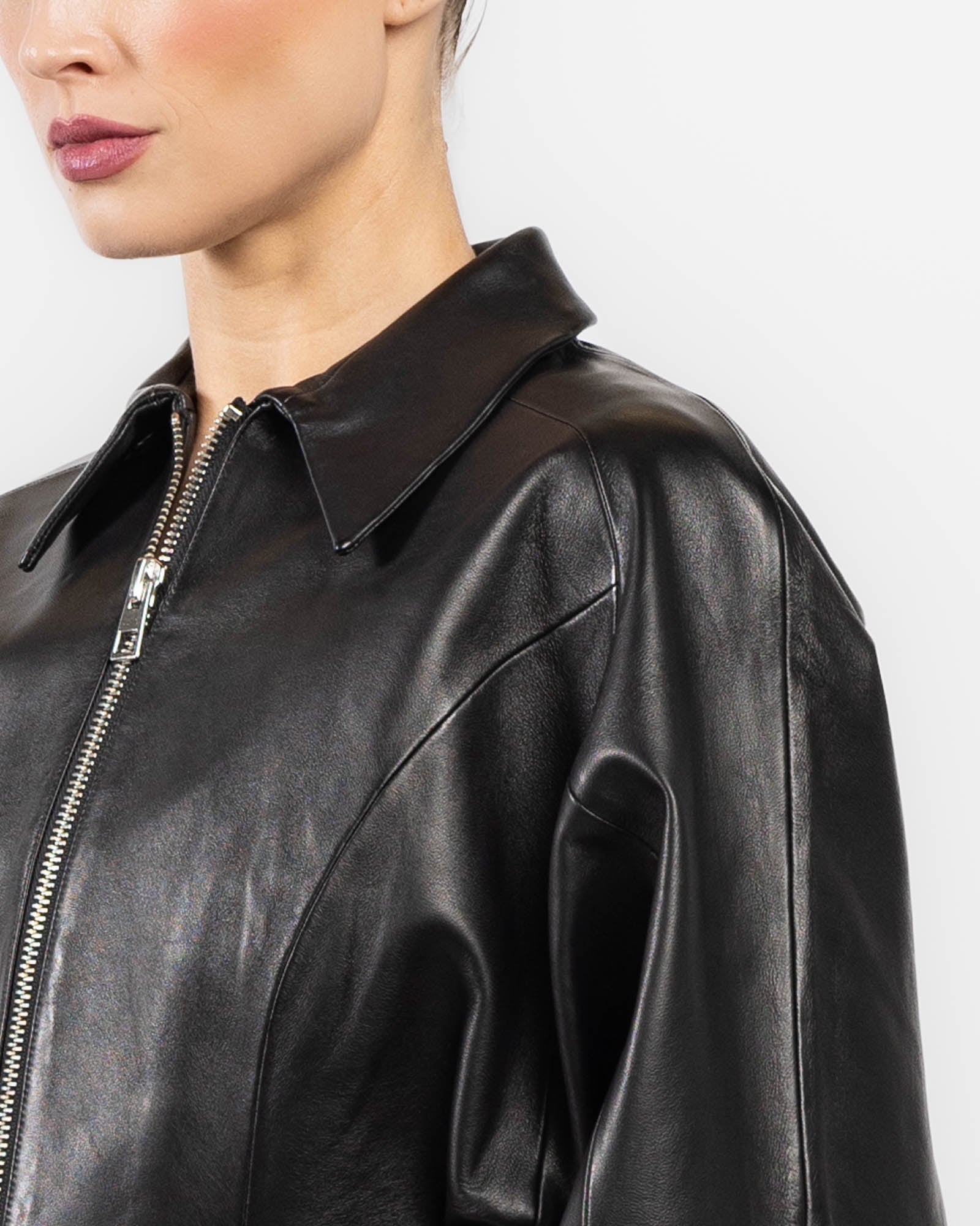 THE SEI Fitted Leather Jacket
