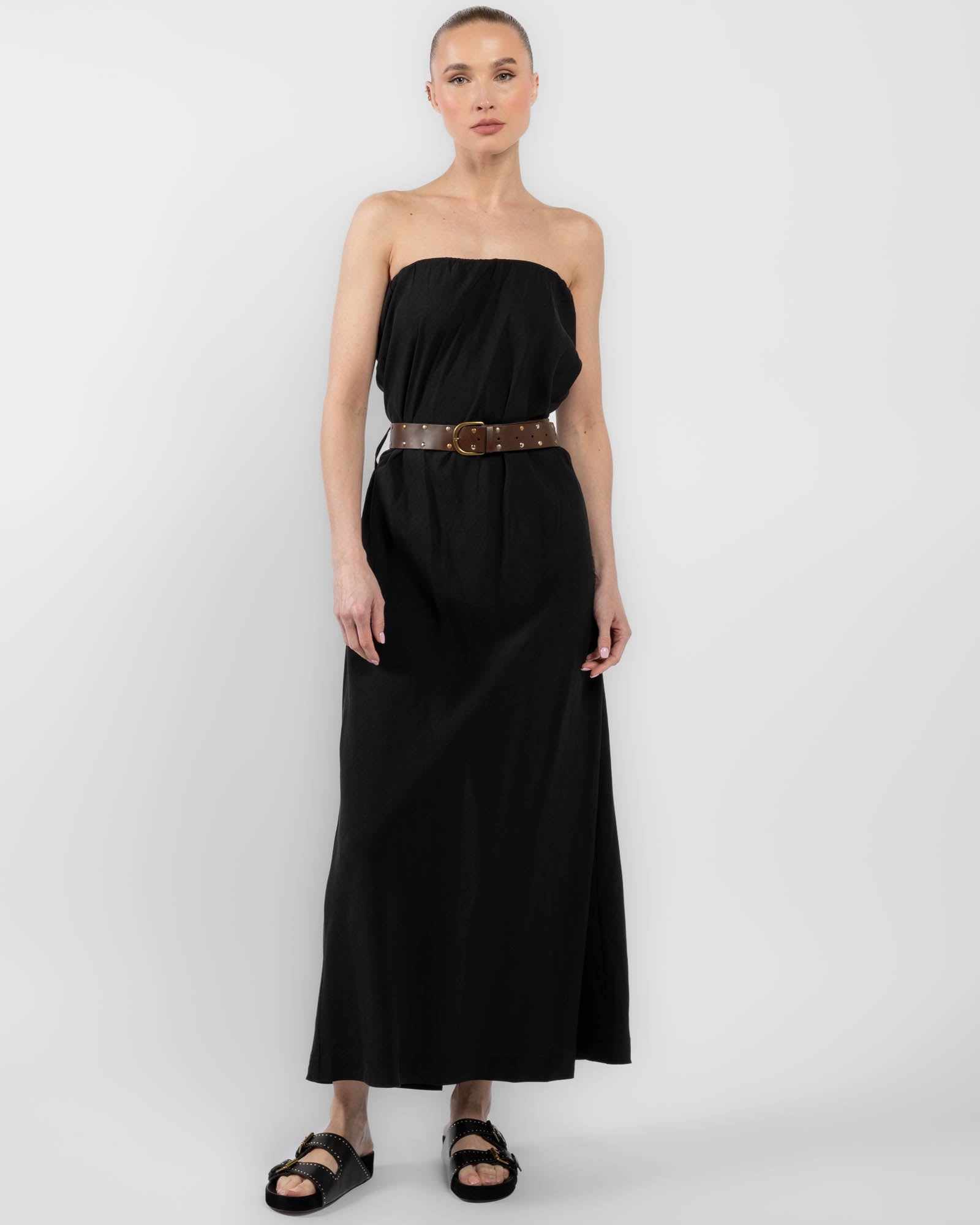 Belt Strapless Dress