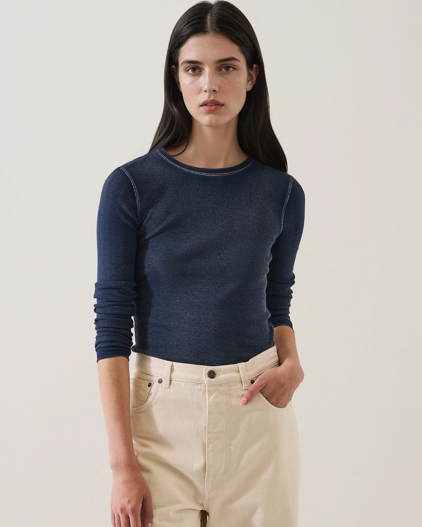 Long Sleeve Vintage Ribbed Crewneck