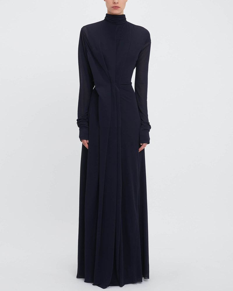 Long Sleeve Drape Gown