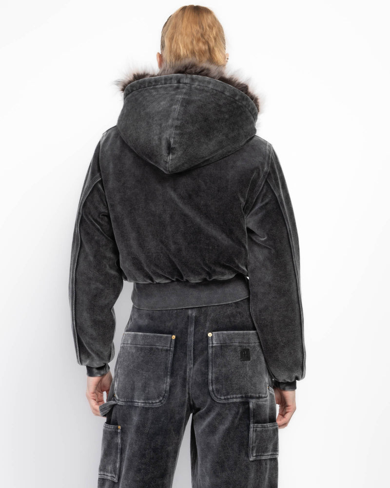 Shearling Hood Sweater Jacket